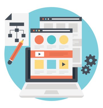 Web sitesi optimizasyonu veya web geliştirme düz vektör çizim simgesi