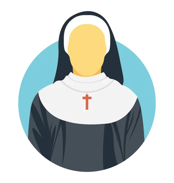 Плоская Векторная Икона Монахини — стоковый вектор