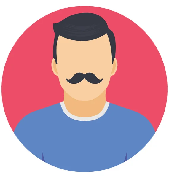 Une Personne Avec Une Lourde Moustache Pliée Avec Pansement Semi — Image vectorielle