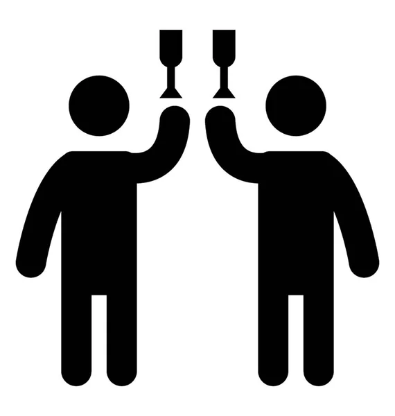 Two Party Humans Raising Drinks Clinking Cheers — Stock Vector