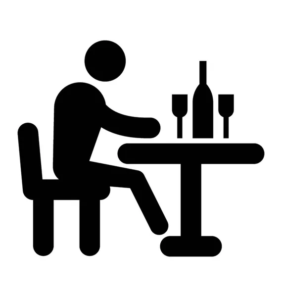 分裂を示すためにどのようなグリフのパブのテーブルの上に坐っていた男 — ストックベクタ