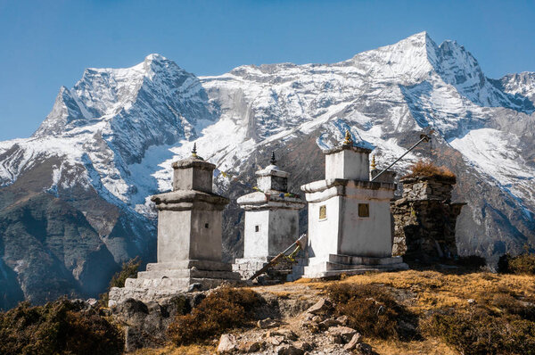 old buildings in snowy mountains