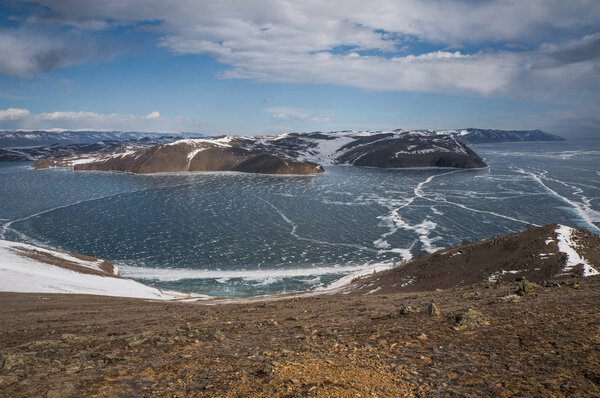 frozen sea and mountains