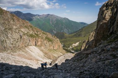 people hiking in mountains clipart