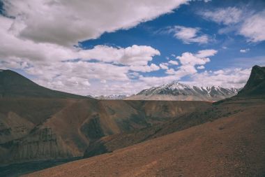 beautiful mountain landscape and cloudy sky in Indian Himalayas, Ladakh region clipart