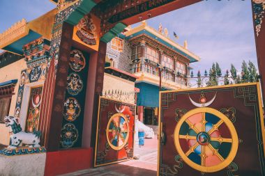 open gates and entrance to the Leh city in Indian Himalayas  clipart