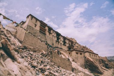 low angle view of traditional architecture in Indian Himalayas, Leh clipart