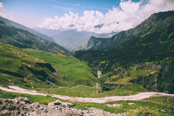 Beautiful Scenic Landscape Mountain Valley Pathway Indian Himalayas Rohtang Pass — Stock Photo, Image