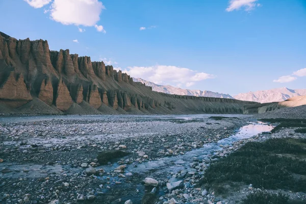 beautiful natural formations and rocky mountain river in Indian Himalayas, Ladakh region   