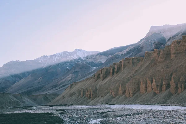 beautiful natural formations and mountain river in Indian Himalayas, Ladakh region  