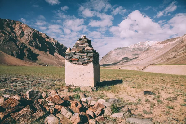 built structure from stones and beautiful landscape in Indian Himalayas 