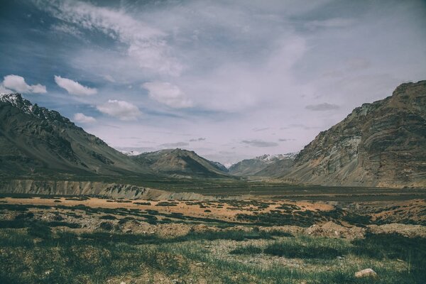 tranquil scene in majestic mountains with valley in Indian Himalayas, Ladakh region