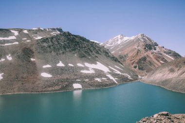 beautiful landscape with calm lake and majestic mountains in Indian Himalayas, Ladakh region clipart