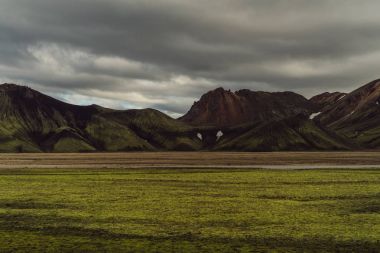 majestic landscape with green hills in Iceland   clipart