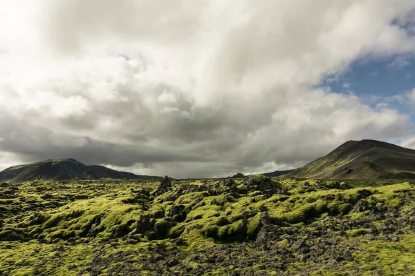 苔アイスランドの曇り空と雄大な風景 — ストック写真