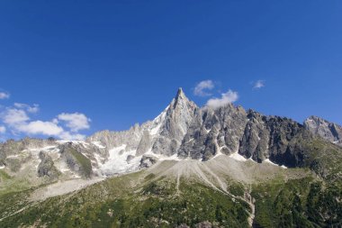 scenic view of rocky mountains and clear blue sky, Alps, France clipart
