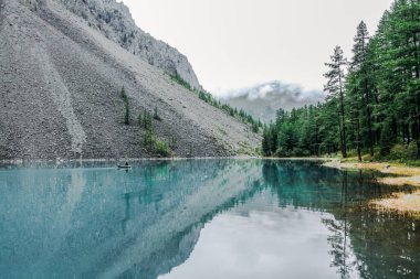 beautiful landscape view of mountains and lake, Altai, Russia clipart