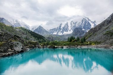 beautiful landscape view of mountains and lake, Altai, Russia clipart