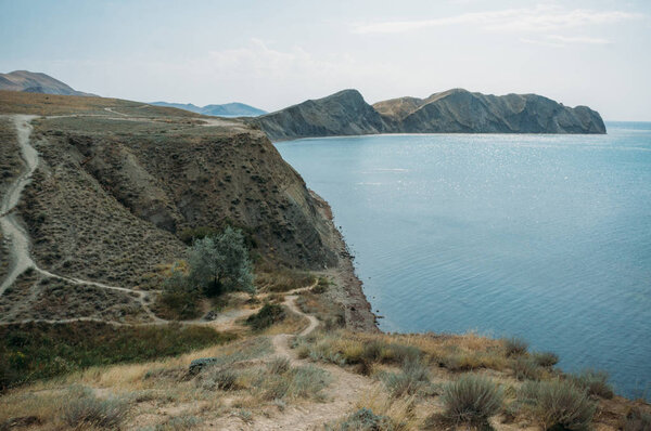 Beautiful landscape with Crimean mountains and Black sea, Ukraine, May 2013