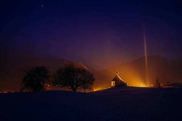 scenic view of tranquil night in village in mountains, Alps, Germany