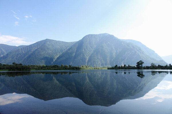 beautiful landscape view of mountains and lake, Altai, Russia