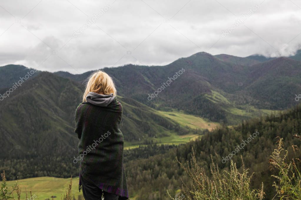woman in mountains