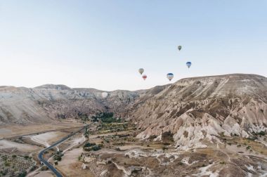 mountain landscape with Hot air balloons, Cappadocia, Turkey clipart