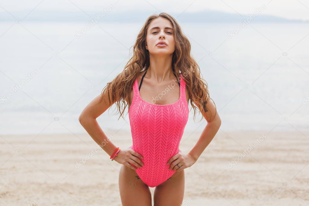 pink swimsuit