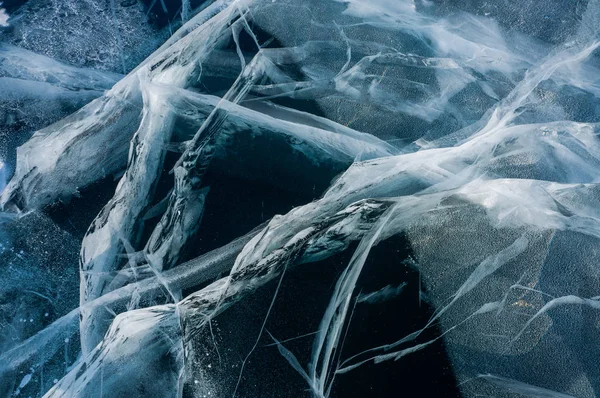 Cracks of frozen water — Stock Photo