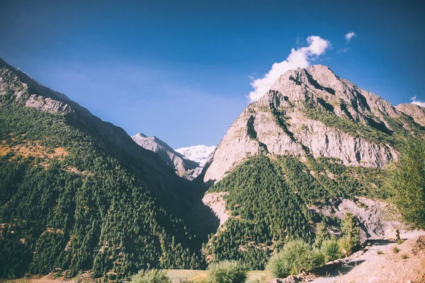 Hermoso paisaje escénico con majestuosas montañas rocosas en himalayas indios - foto de stock