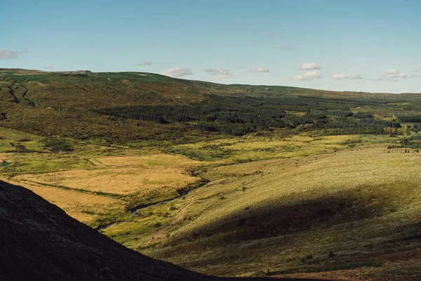 Beau paysage avec des collines herbeuses en Islande — Photo de stock