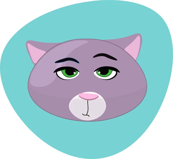 Visage de chat indifférent. Illustration plate de dessin animé — Image vectorielle