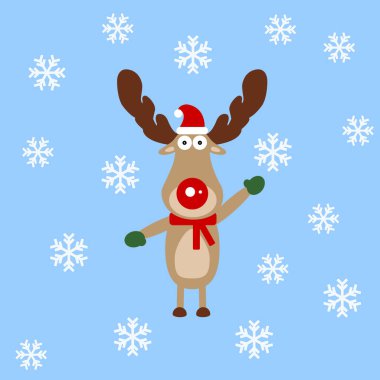 Reindeer wave and wish you merry christmas clipart