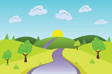 Doğa arka plan yol şafakta güneş
