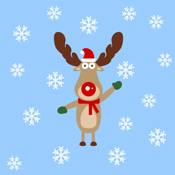 Reindeer wave and wish you merry christmas — Stock Vector