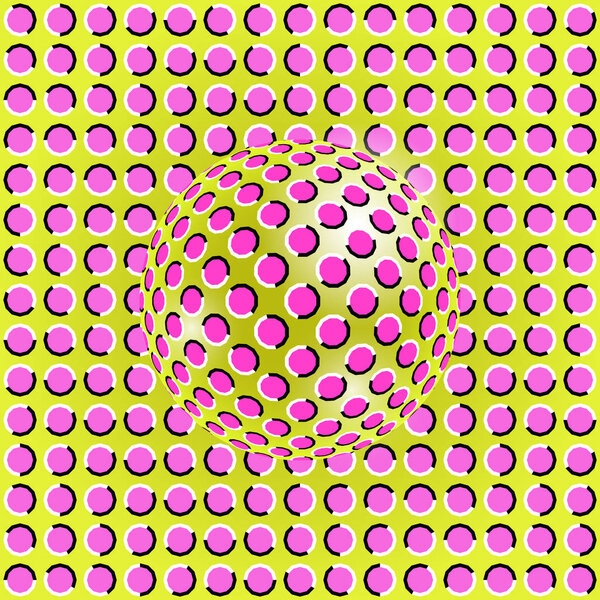  Pink optical illusion of the movement with sphere