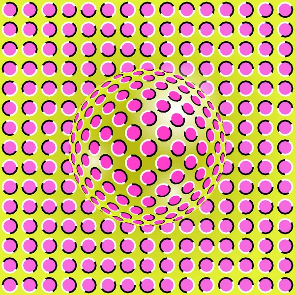 Ilusão óptica rosa do movimento com esfera —  Vetores de Stock