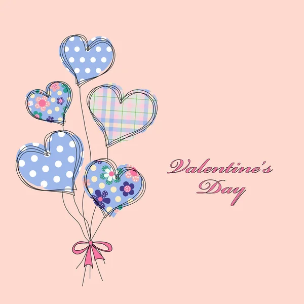 Valentines Dagkaart Sjabloon Kaart Met Harten Gewoon Vector Illustratie — Stockvector