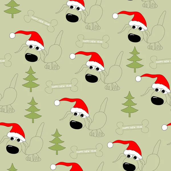 Рождественская Новогодняя Упаковка Собаками Просто Векторная Иллюстрация — стоковый вектор