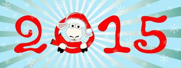 Christmas New Year Card Amusing Sheep Original Figures — Stock Vector