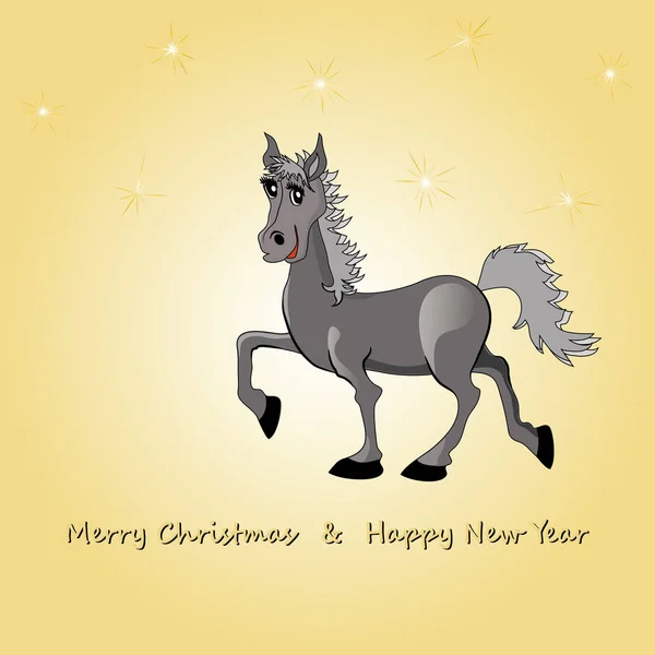 New Year Card Horse Symbol 2014 New Year — Stock Vector