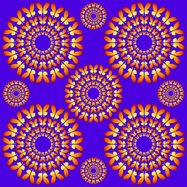 Fond Lumineux Avec Illusion Optique Rotation Exécutée Partir Papillons Volants — Image vectorielle