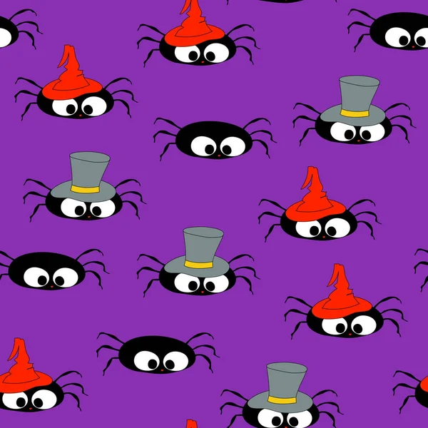 Halloween Seamless Background Spiders — Stock Vector