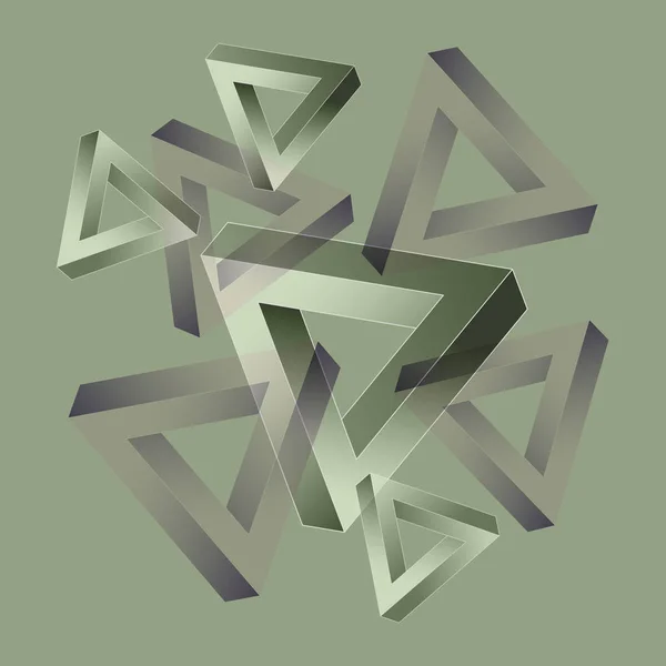 Illusion Optique Exécutée Partir Triangles Impossibles Tomber — Image vectorielle