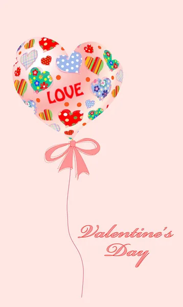 情人节异乎寻常的贺卡 上面印有心形气球和贺词 — 图库矢量图片