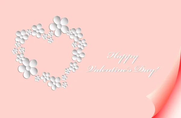 Hati Yang Indah Terbuat Dari Bunga Kertas Cantik Kartu Valentine - Stok Vektor