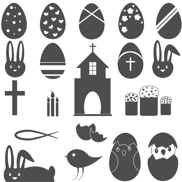 Symboles chrétiens Oeufs de Pâques lapin — Image vectorielle