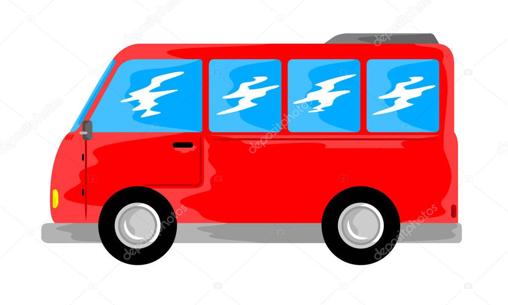 Transportation red mini bus