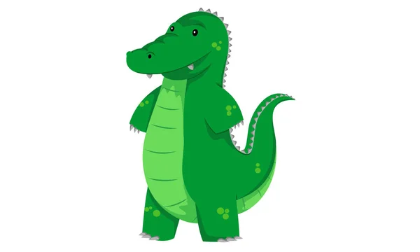 Zielony Krokodyl Jest Uśmiechnięty Śmiesznie Wygląda — Wektor stockowy