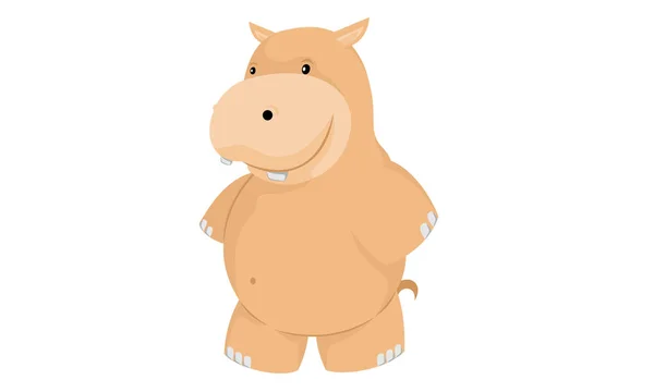 Hipopótamo Gordo Con Cuerpo Grande Tan Divertido — Vector de stock